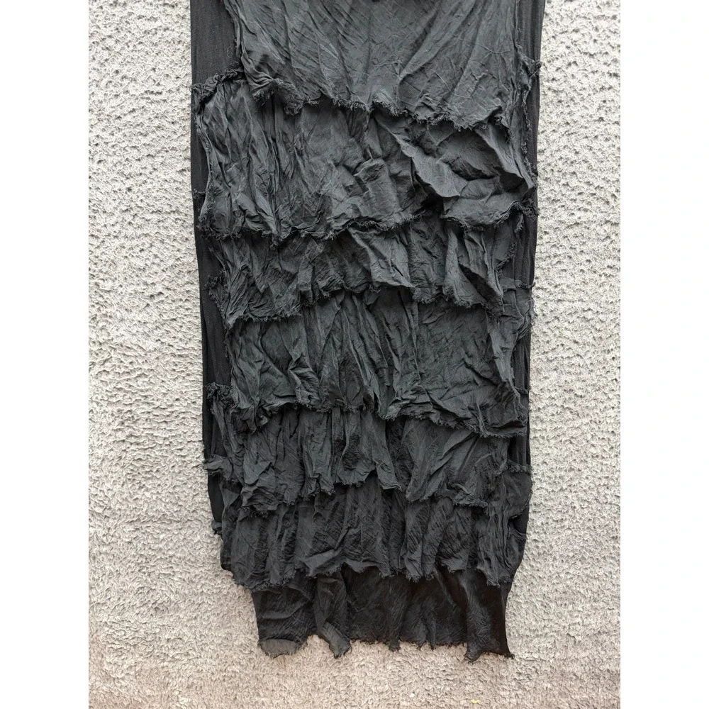 Gigi Moda Siena Relaxed Fit Silk Ruffle Maxi Dress Black Womens One Size